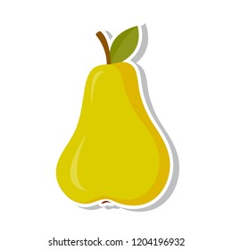 Pear. Sweet fruit. Isolated fruit on white background. Vector illustration.