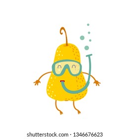 pear swims in summer