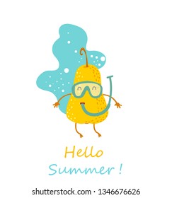 pear swims in summer