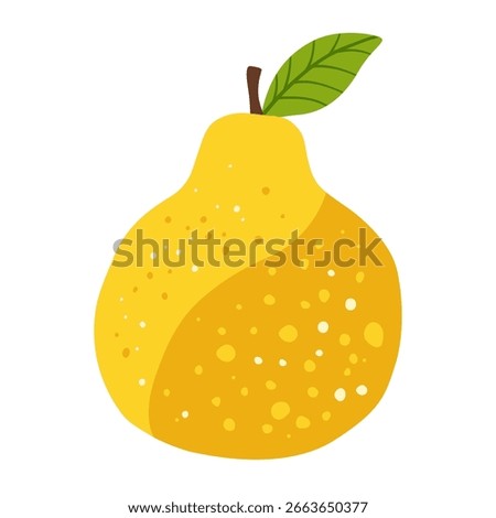 Pear symbol cartoon vector illustration. Juicy whole yellow pear abstract flat hand drawn fruit. Stylized simple cute funny graphic trendy art for kids, sticker, card, poster, cover