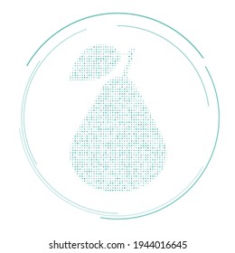 The pear symbol filled with teal dots. Pointillism style. Vector illustration on white background