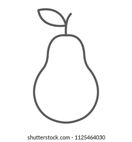 Pear thin line icon, fruit and vitamin, diet sign, vector graphics, a linear pattern on a white background, eps 10.