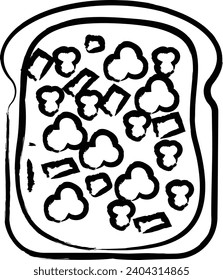 pear toast hand drawn vector illustration