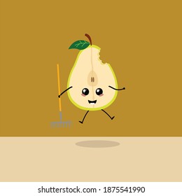 pear tool garden fruit kawaii cute illustration vector