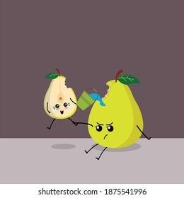 pear tool garden fruit kawaii cute illustration vector
