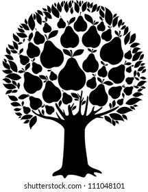 pear tree  isolated on White background. Vector illustration