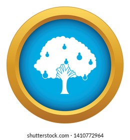 Pear tree with pears icon blue vector isolated on white background for any design