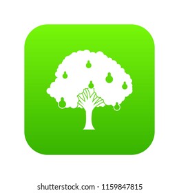 Pear tree with pears icon digital green for any design isolated on white vector illustration