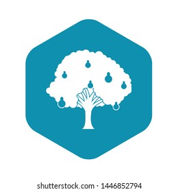 Pear tree with pears icon. Simple illustration of pear tree with pears vector icon for web