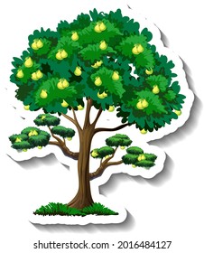 Pear tree sticker on white background illustration