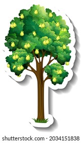 Pear tree sticker on white background illustration