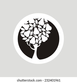 Pear Tree. Vector Silhouette. 