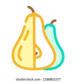 vectores de icono de color de dos cortes de pera. signo de corte de peras dos. ilustración de símbolo aislado