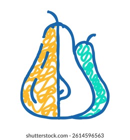 pear two cut doodle icon sketch vector. pear two cut sign. isolated symbol illustration
