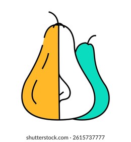 pear two cut line icon vector. pear two cut sign. isolated symbol illustration