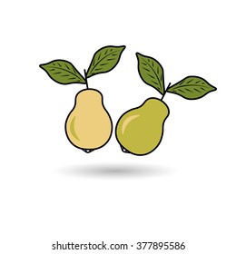 pear
two illustrations pear with shadow on a white background
