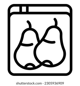 Pear vacuum bag icon outline vector. Seal fruit. Food cook