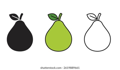 Pear Vector Art Icon Set Green Black White
