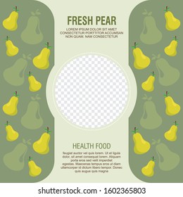 Pear Vector Background with colorful flat design, Fresh and healthy concept, with space for place your image and text