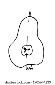Pear. Vector drawing for cookbook, recipes, menu, cards, posters, stickers, textile of apparel, kids bedroom decor. 