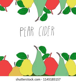 Pear vector drawing. Isolated hand drawn full pear.