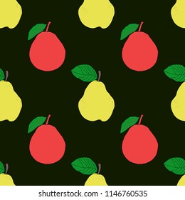 Pear vector drawing. Isolated hand drawn full pear.
