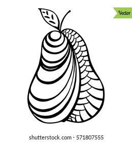 Pear vector. Fruit vegetarian. Organic food illustration.