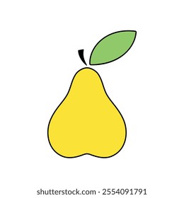 Pear vector icon with black outline. Best for web, print, advertising, logo creating and branding design.