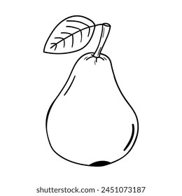 Pear vector icon in doodle style. Symbol in simple design. Cartoon object hand drawn isolated on white background.