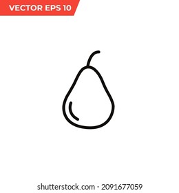 Pear Vector Icon. Fresh Fruit.