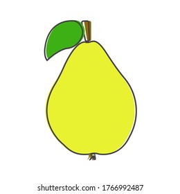 Pear vector icon. Vector fruit pear icon  cartoon style on white isolated background.