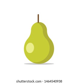Pear vector icon, fruit illustration. Flat design style.