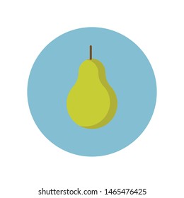 Pear vector icon, fruit illustration. Flat design style.