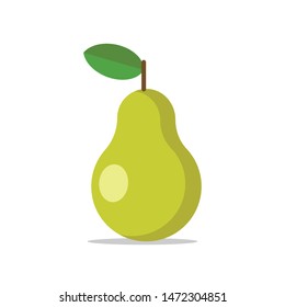 Pear vector icon, fruit illustration. Flat design style.
