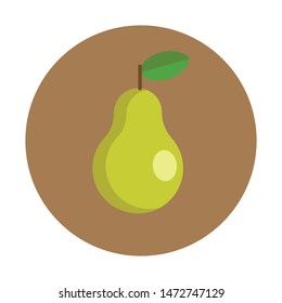 Pear vector icon, fruit illustration. Flat design style.
