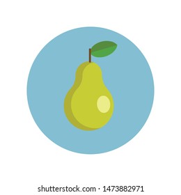 Pear vector icon, fruit illustration. Flat design style.