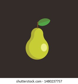 Pear vector icon, fruit illustration. Flat design style.