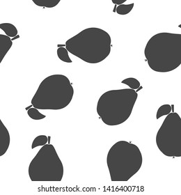 Pear vector icon. Vector fruit pear icon seamless pattern on a white background.