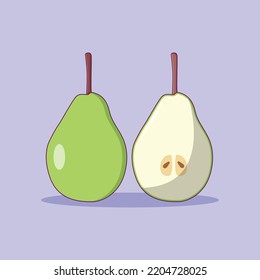 Pear Vector Icon Illustration. Fruit Cup Vector. Flat Cartoon Style Suitable for Web Landing Page, Banner, Flyer, Sticker, Wallpaper, Background