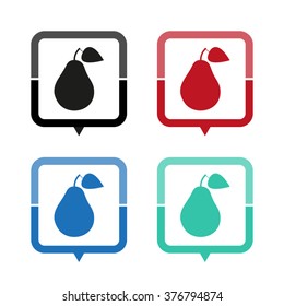 Pear - vector icon; map pointer;  message bubble