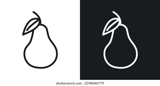 Pear vector icon set in black and white color.