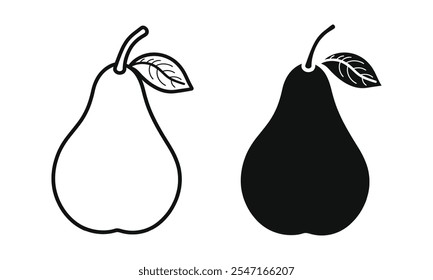 pear vector illustration silhouette isolated on white background.