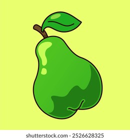 Pear vector isolated on yellow background, Pear vector cute simple vector