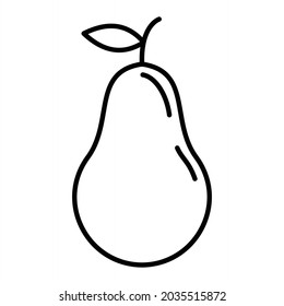 Pear Vector Outline Icon Isolated On White Background
