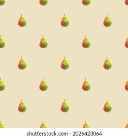 Pear vector pattern, trendy background, geometric seamless pattern.