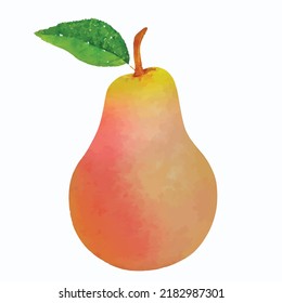Birne Vektorgrafik auf weißem Hintergrund. Aquarell-Illustration für Obst. Früchte im Herbst im Garten. Veganisches Essen handgezeichnet. Clipkunst für Logo-Design und Grußkartendekoration.