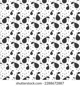 Pear vector seamless pattern. Fruit flat repeat background