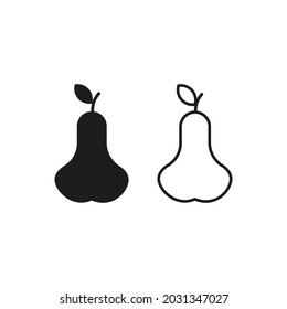 Pear vector sign. Pear vector icon. Pear vector silhouette. Set