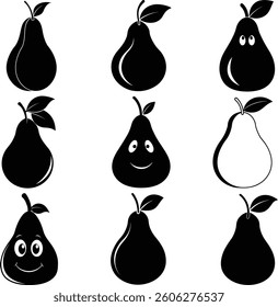 Pear vector silhouette art and illustration