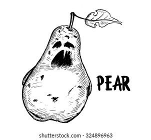 Pear vector  sketch of creepy fruit
